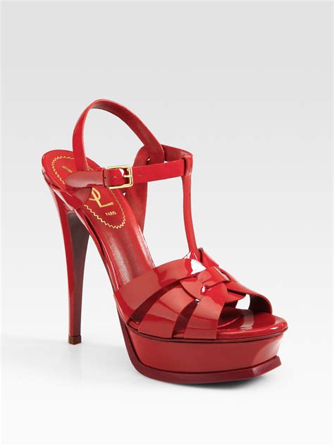 ysl tribute red patent|TRIBUTE platform sandals in patent leather .